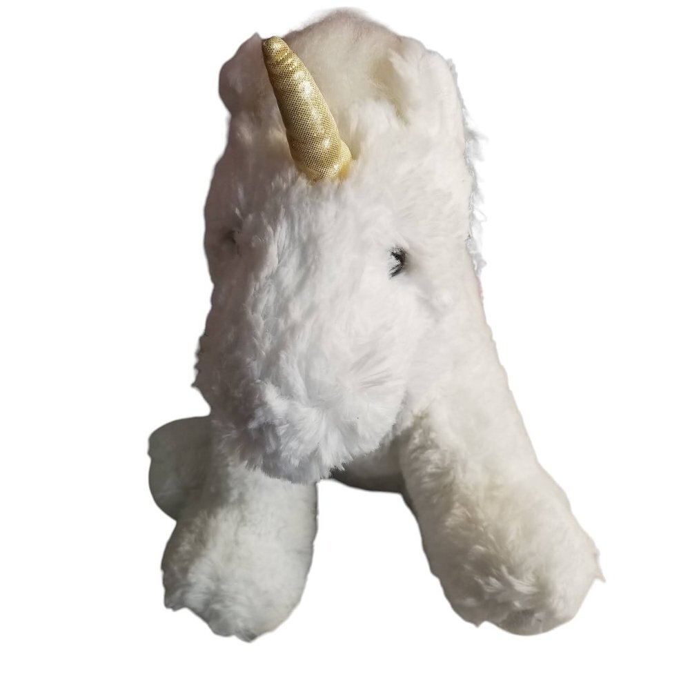 Aurora Sitting White Unicorn Stuffed Plush Plushie Animal Toy Doll 14" Tall